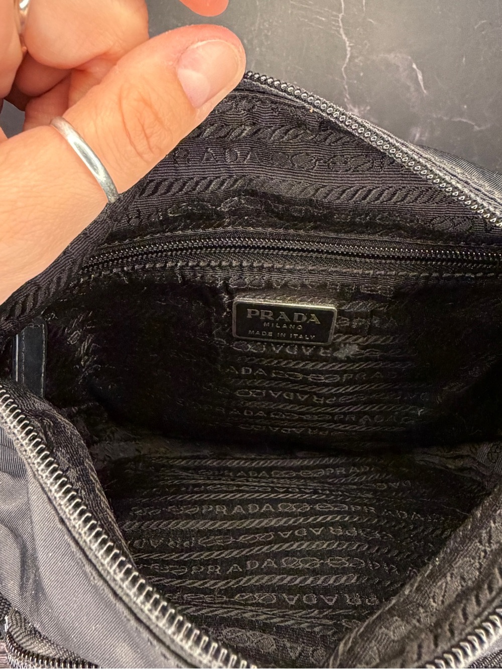 Prada Black Tessuto Nylon Crossbody Bag | Messenger Shoulder Bag | Vintage Y2K - Picture 9 of 11